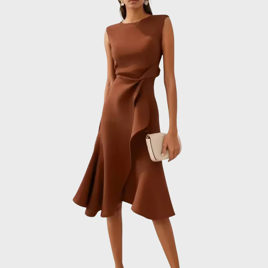 Sheila - Stilvolles Damen-Midikleid mit Rüschendetails