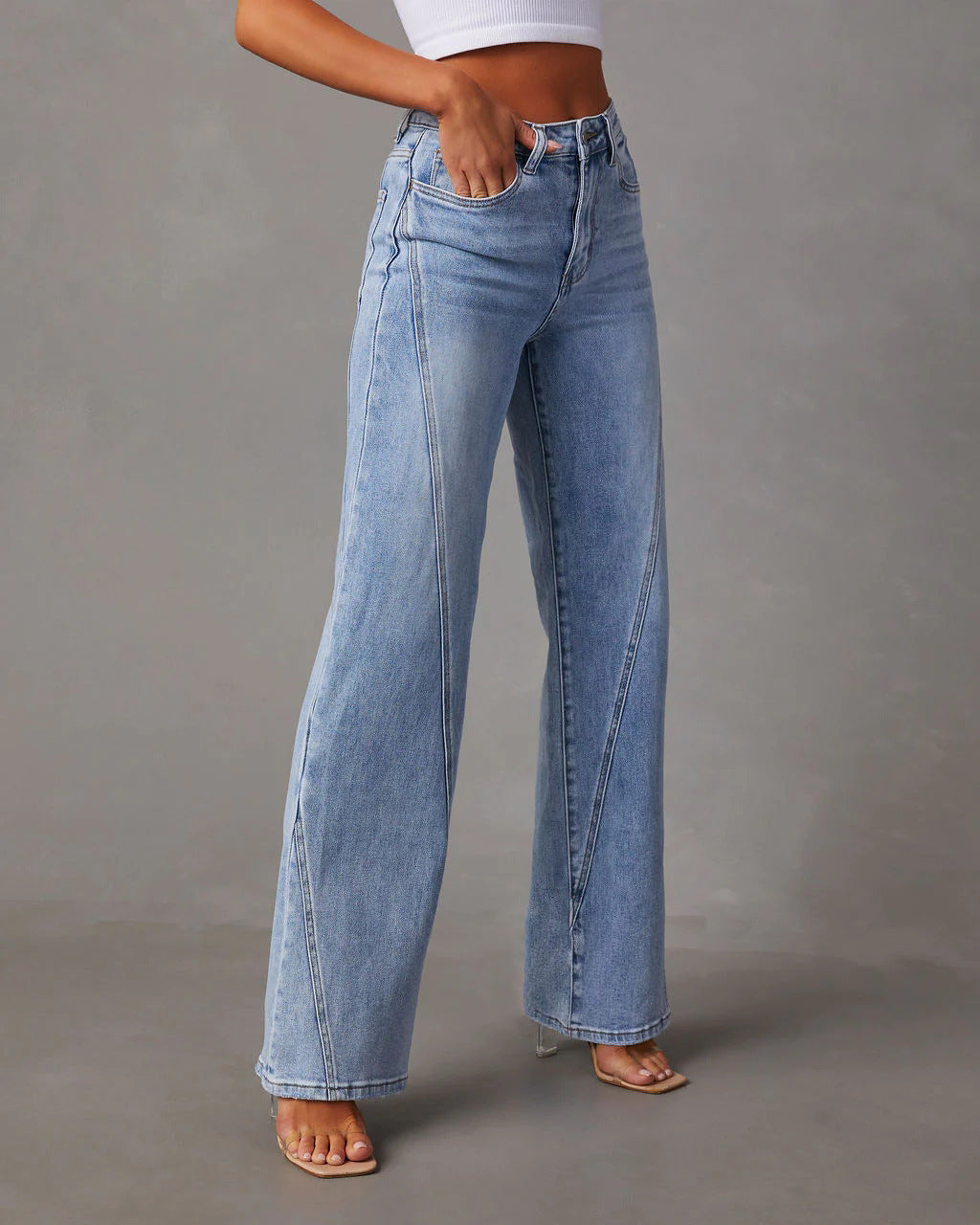 Rhian - Stilvolle Weitbeinige Denim-Hose