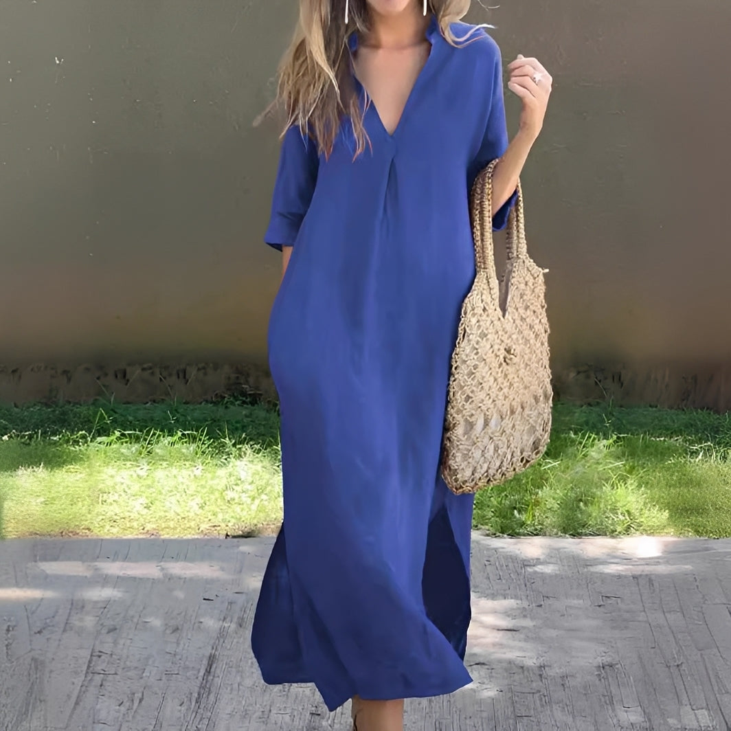 Lucie - Lässiges, locker sitzendes Kleid mit V-Ausschnitt für Damen