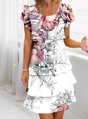 Caroline - Stilvolles kurzärmeliges Rüschenkleid für Damen