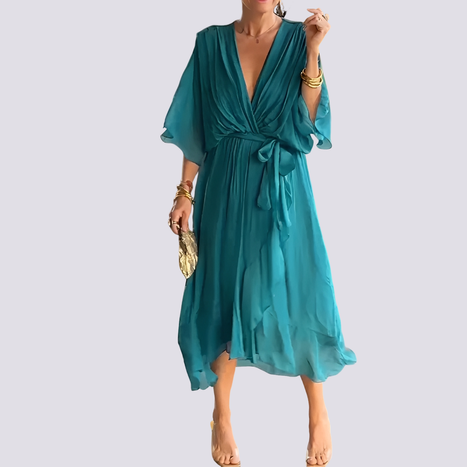 Jane - Unregelmäßiges Kleid mit V-Ausschnitt