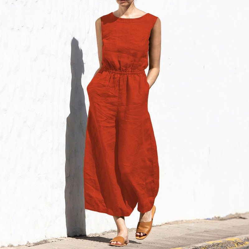 Angela - Lässiger, ärmelloser Jumpsuit für Damen