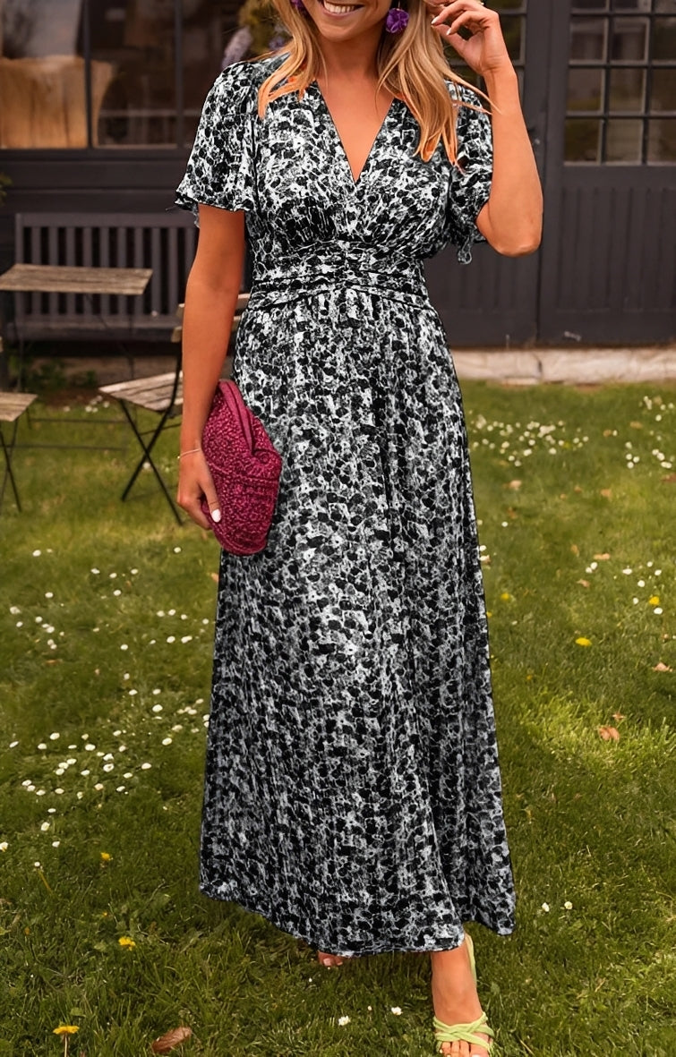 Rachel - Stilvolles langes Kleid mit V-Ausschnitt für Damen