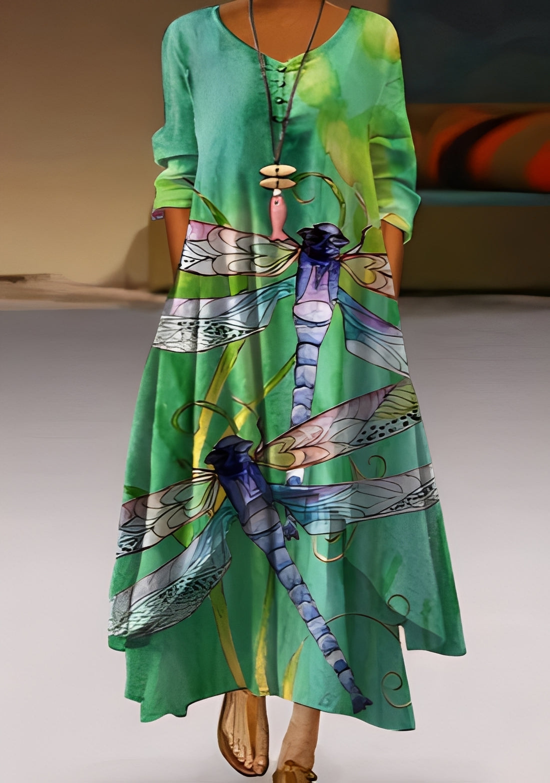 Belle - Stilvolles, locker sitzendes Kleid mit Print für Damen