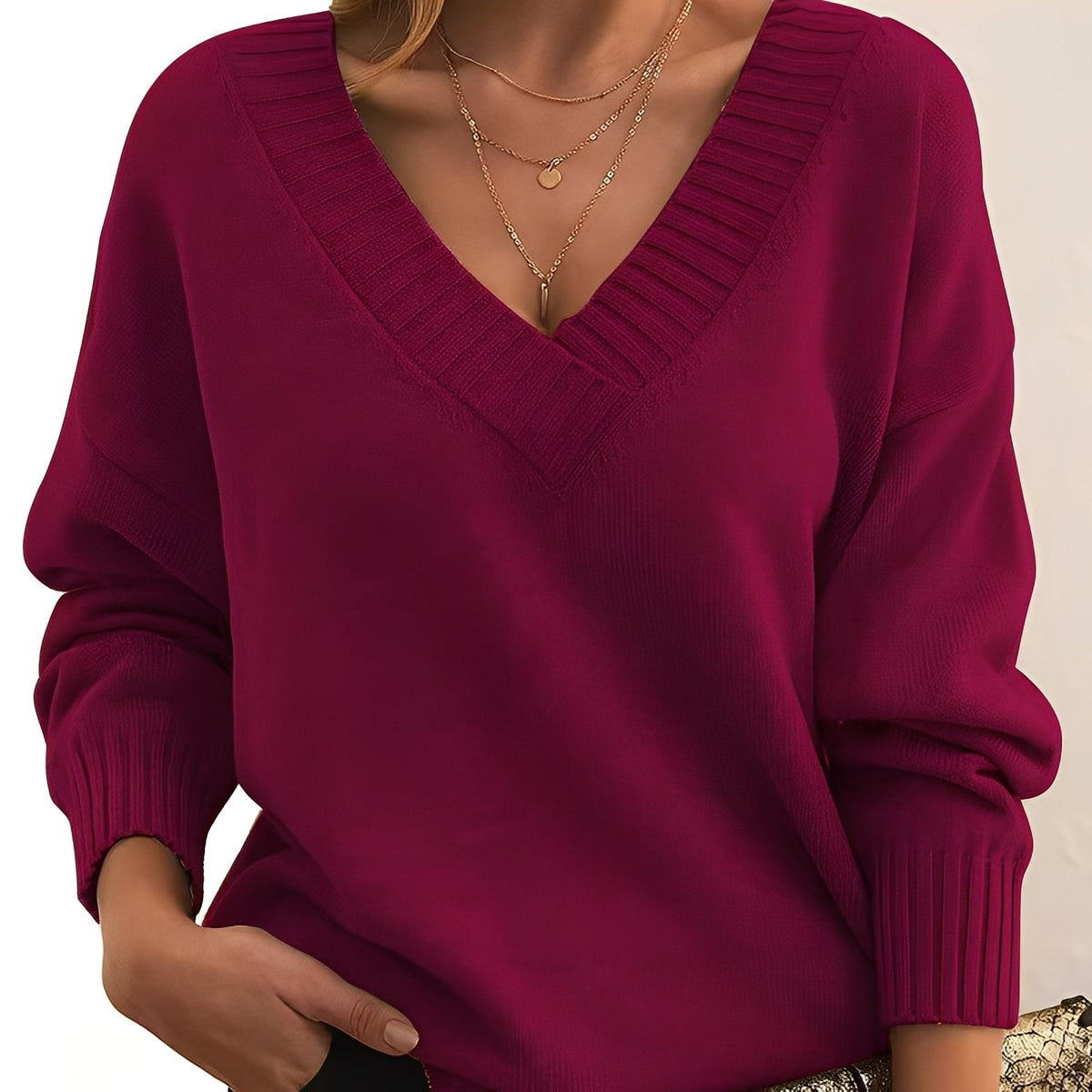 Elexa - Angenehmer V-Ausschnitt-Pullover