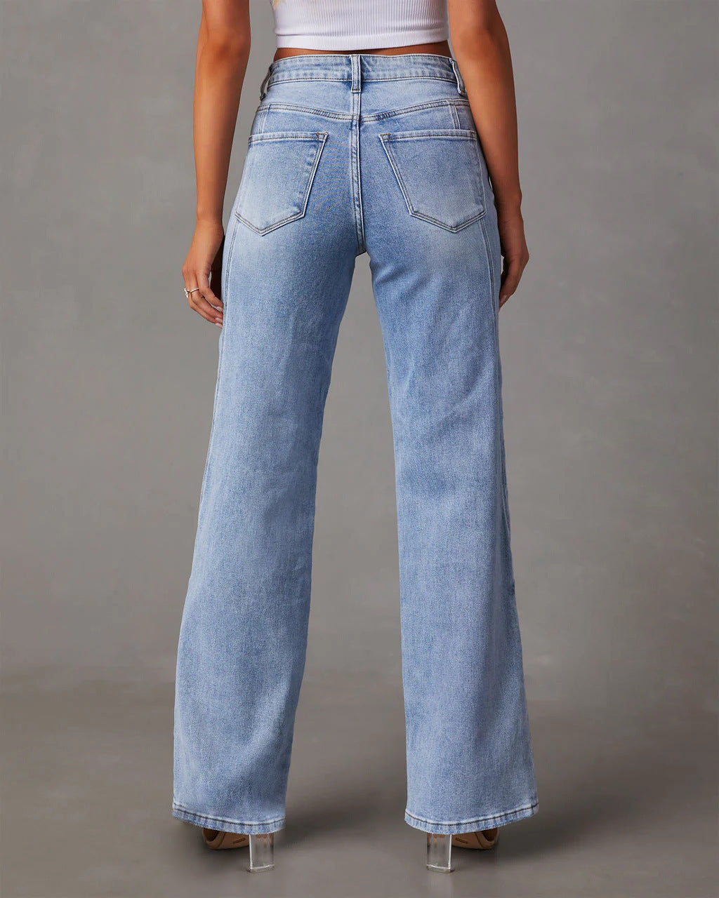 Rhian - Stilvolle Weitbeinige Denim-Hose