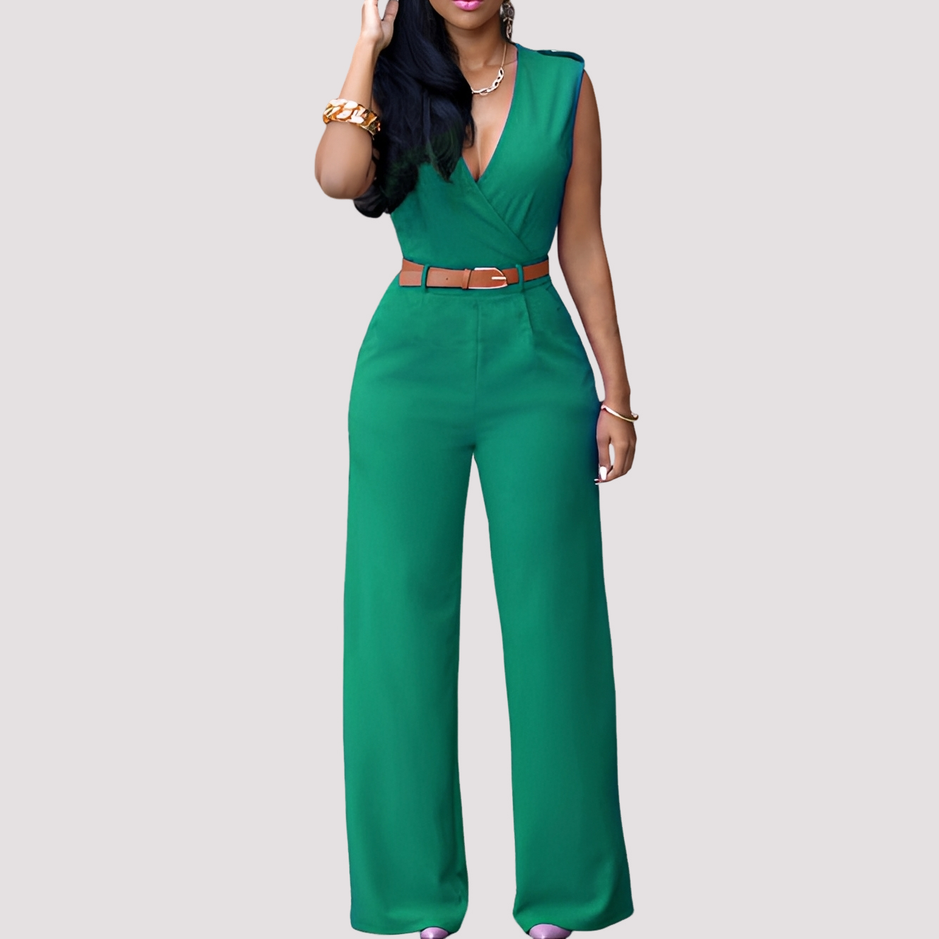 Esther - Eleganter Jumpsuit mit Gürtel für Damen