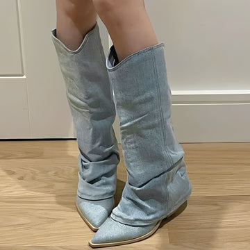 Josie - Stilvolle Jeans-Kniehohe Stiefel für Damen