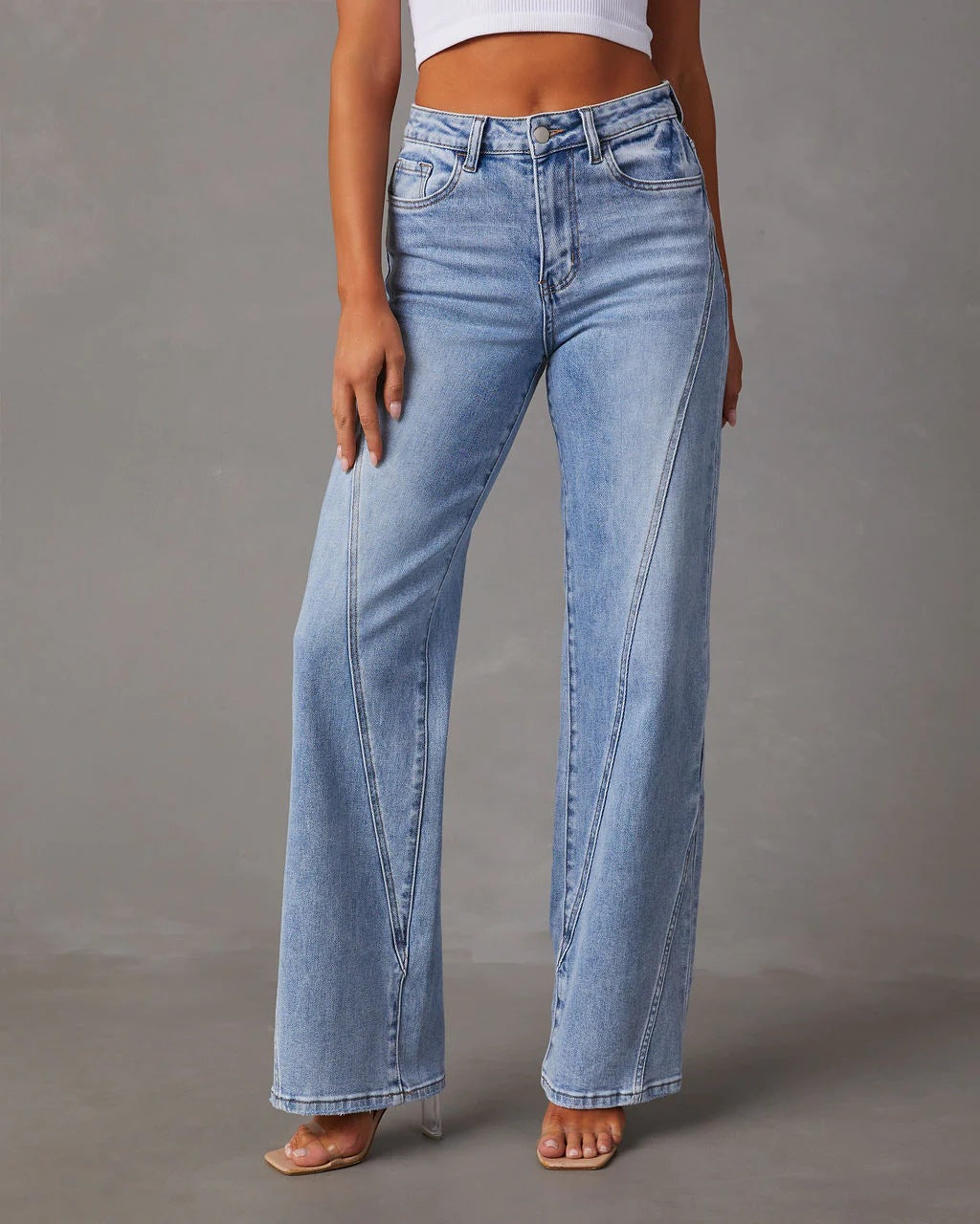 Rhian - Stilvolle Weitbeinige Denim-Hose