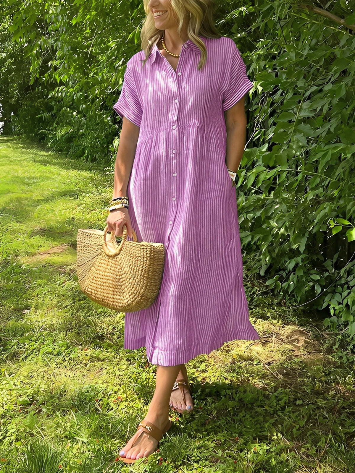 Alana - Lässiges gestreiftes Hemdkleid für Damen