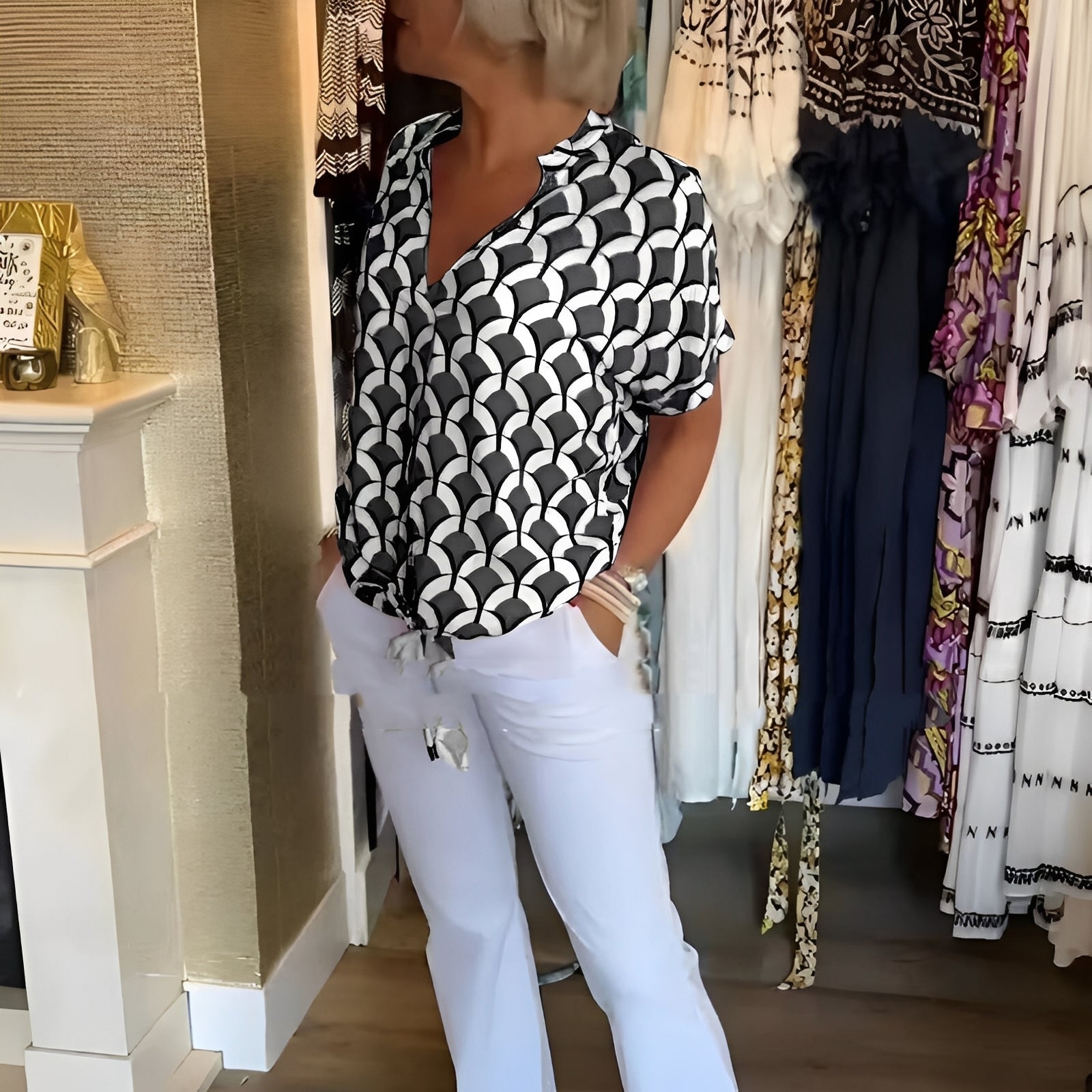 Leona - Stilvolles Oberteil mit Print für Damen
