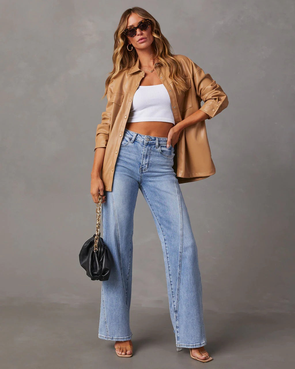 Rhian - Stilvolle Weitbeinige Denim-Hose