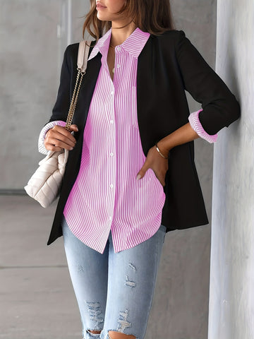 Nancy - Lässiges, langärmeliges, gestreiftes Shirt für Damen