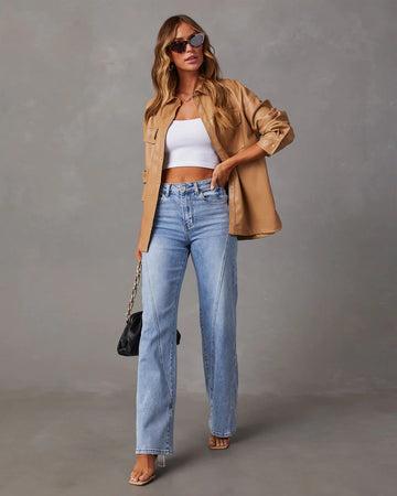 Rhian - Stilvolle Weitbeinige Denim-Hose