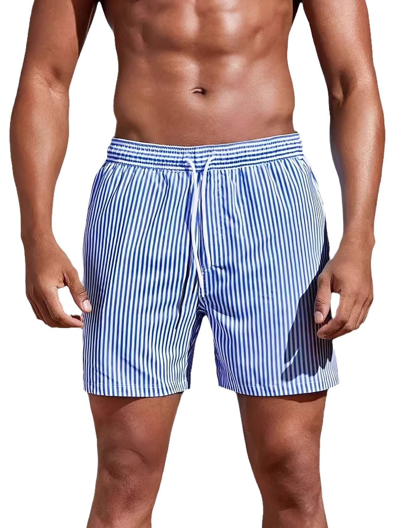 Reuben - Gestreifte schnell trocknende Badeshorts