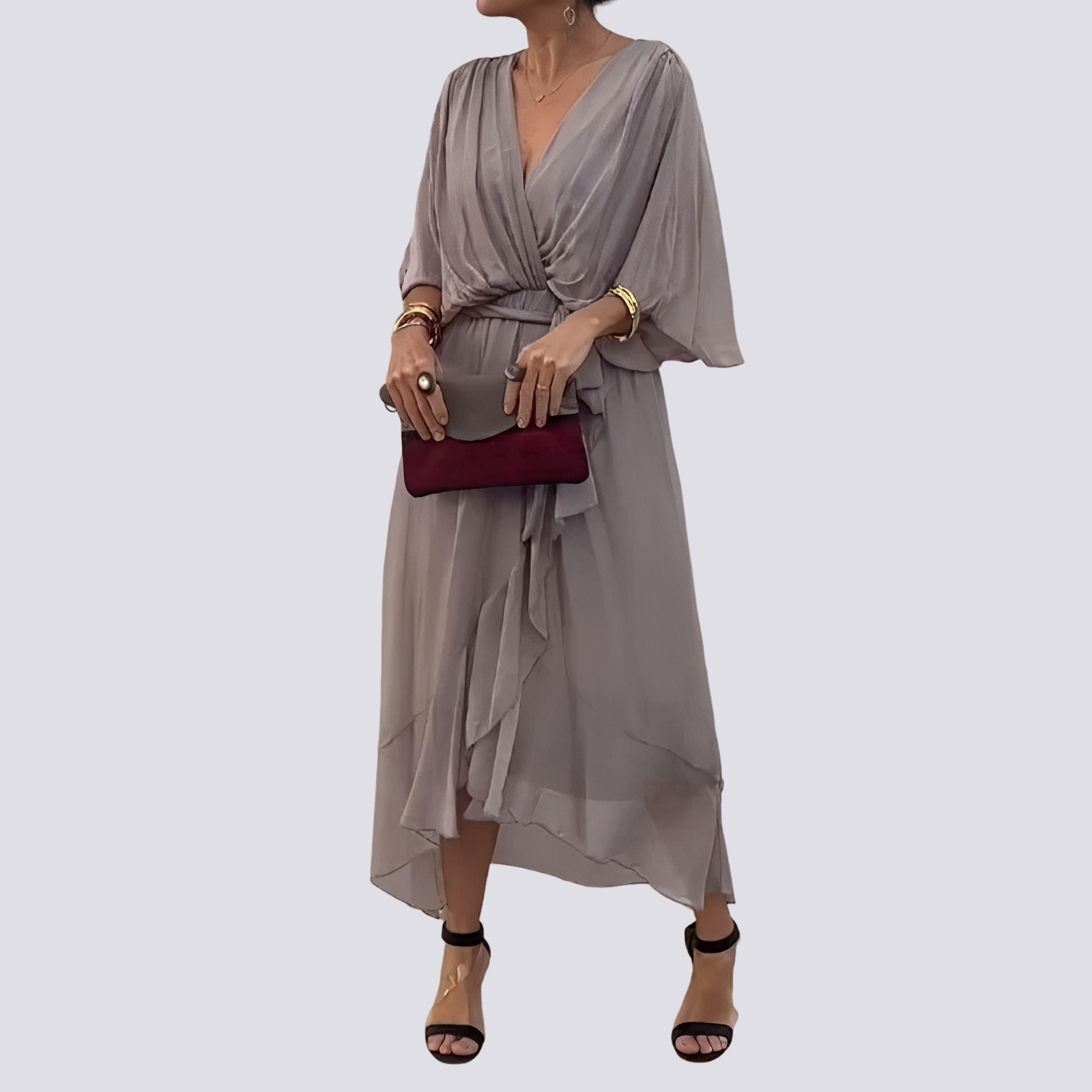 Jane - Unregelmäßiges Kleid mit V-Ausschnitt