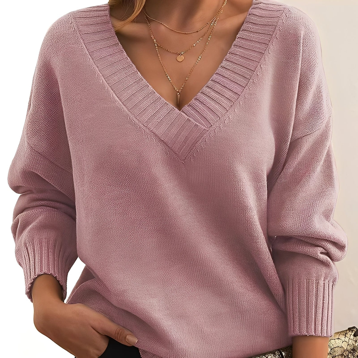Elexa - Angenehmer V-Ausschnitt-Pullover