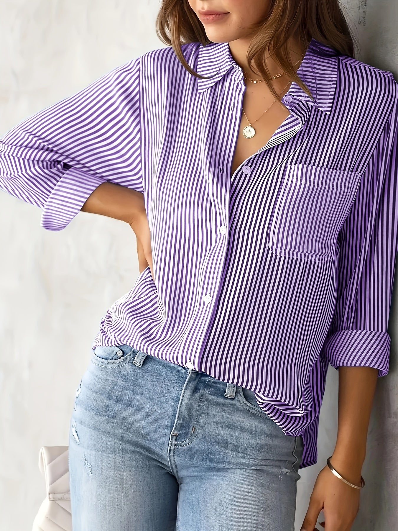 Nancy - Lässiges, langärmeliges, gestreiftes Shirt für Damen