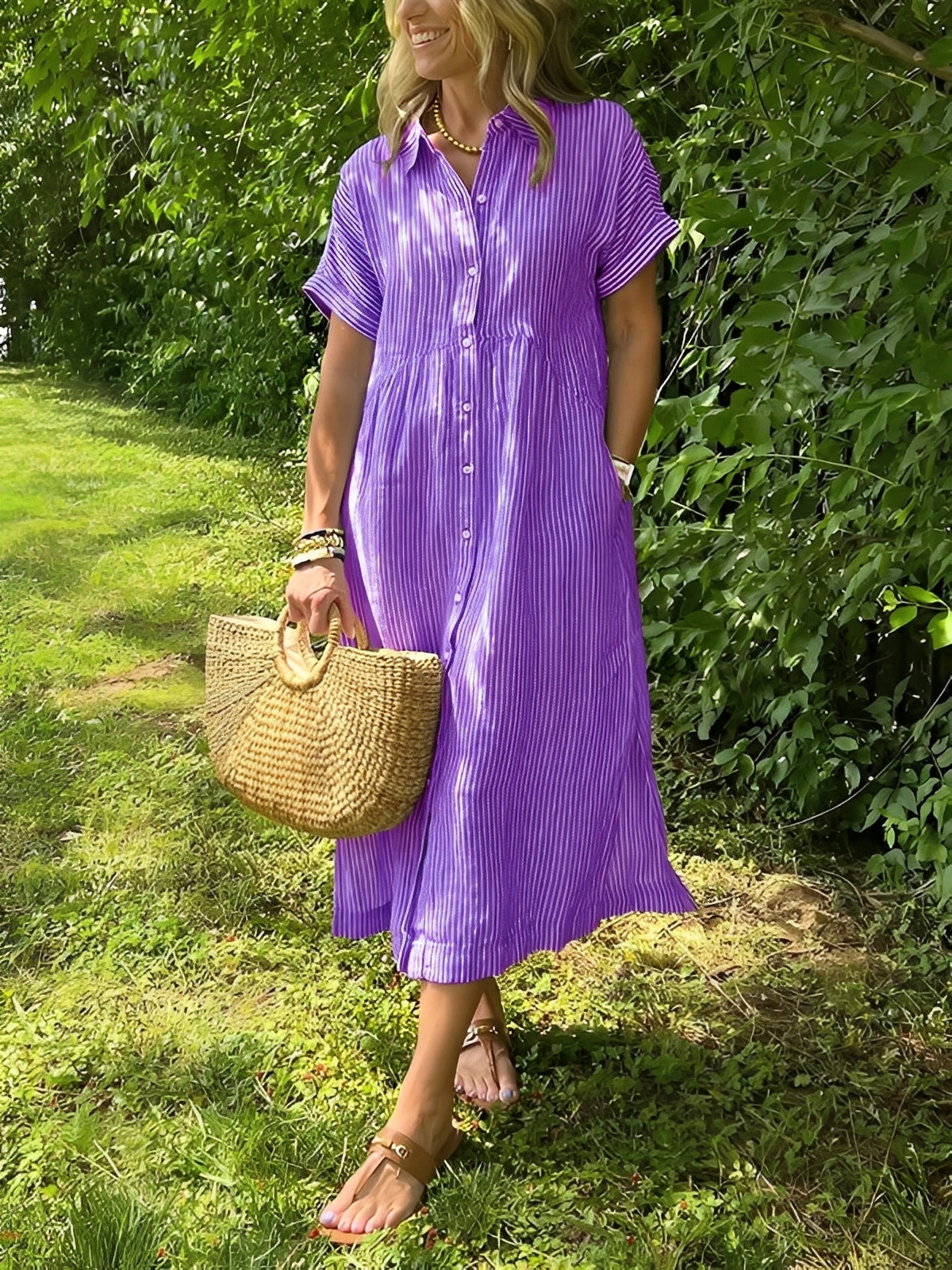 Alana - Lässiges gestreiftes Hemdkleid für Damen