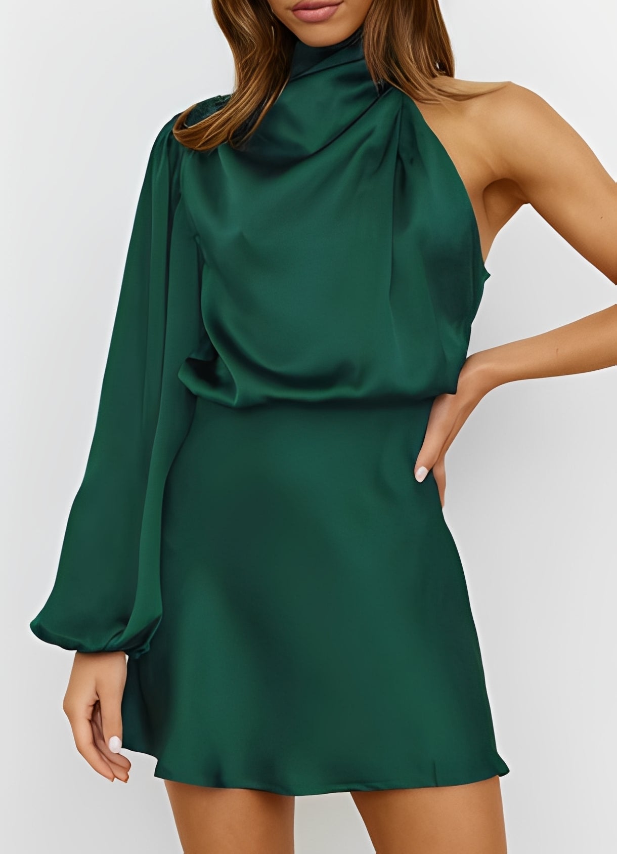 Sammy - Formelles Langärmliges One-Shoulder-Kleid