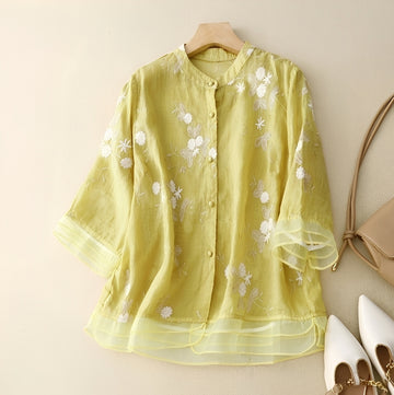 Christine - Stilvolle Bluse mit gestickten Blumen für Damen
