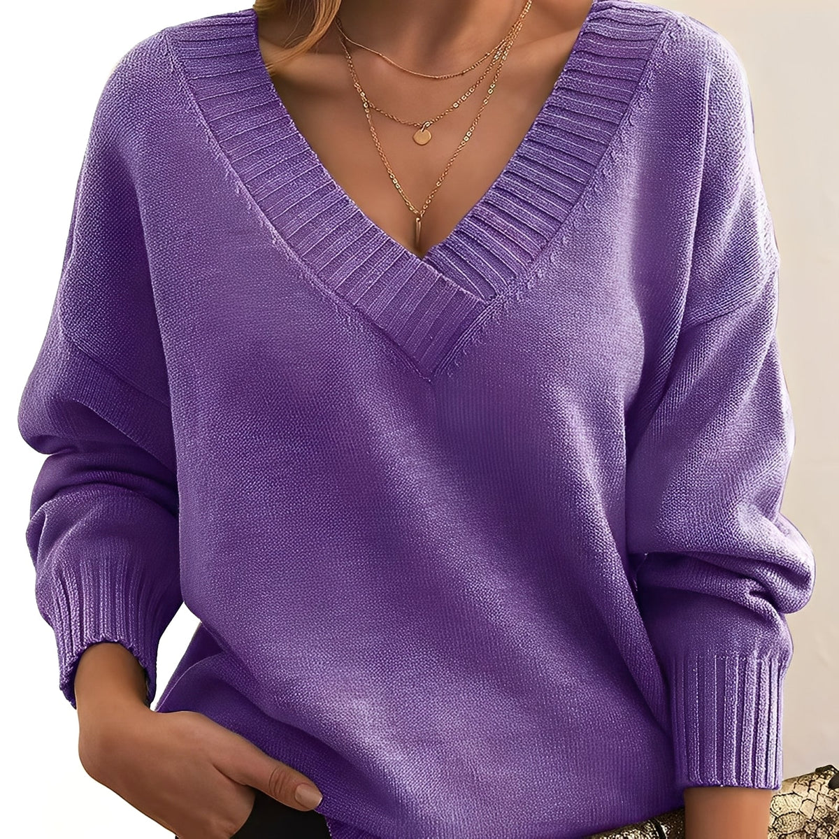 Elexa - Angenehmer V-Ausschnitt-Pullover