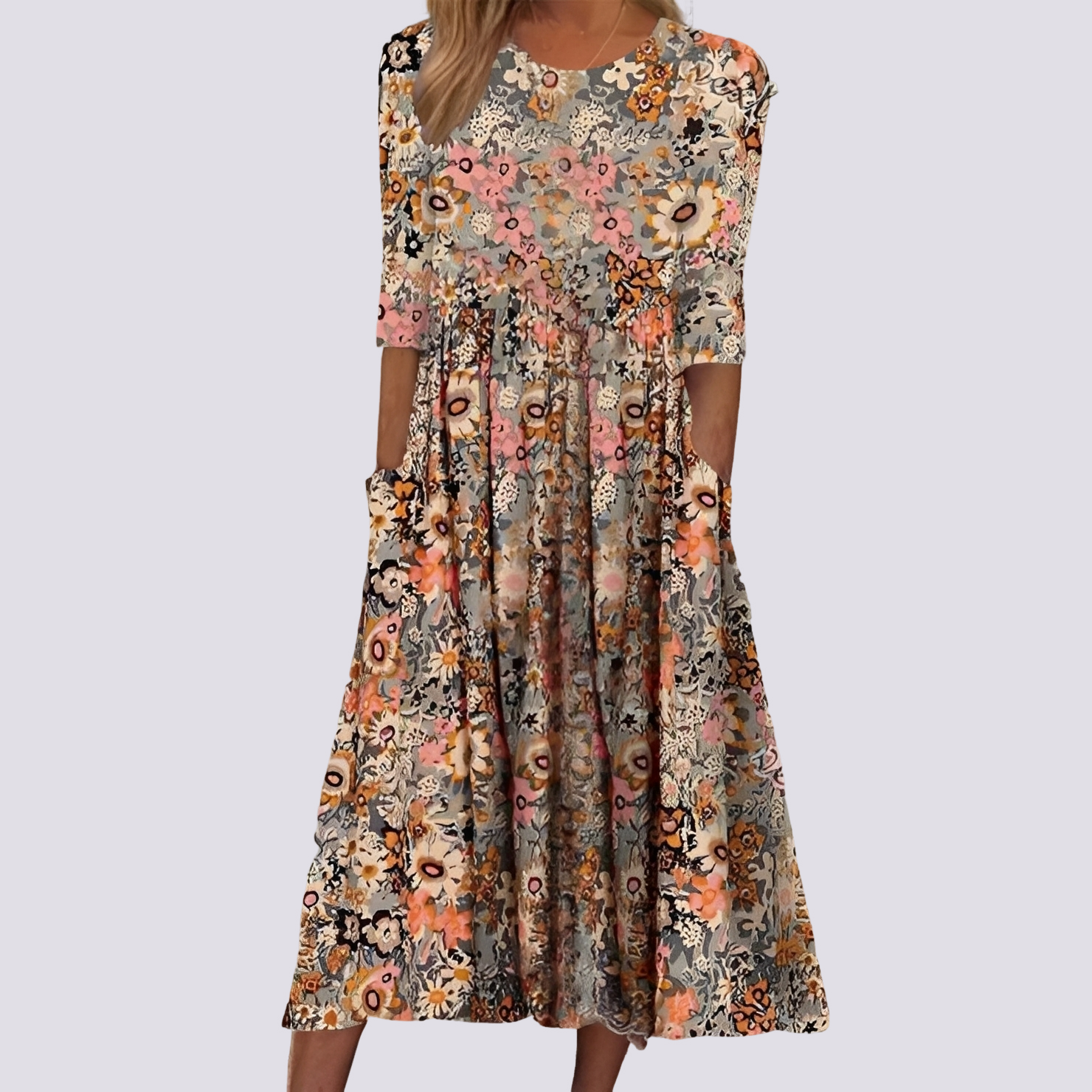 Lucie - Stilvolles langes Blumenkleid
