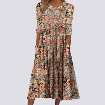 Lucie - Stilvolles langes Blumenkleid