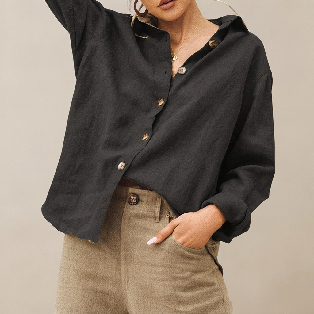 Jordilyn - Lockere Bluse mit Knopfleiste
