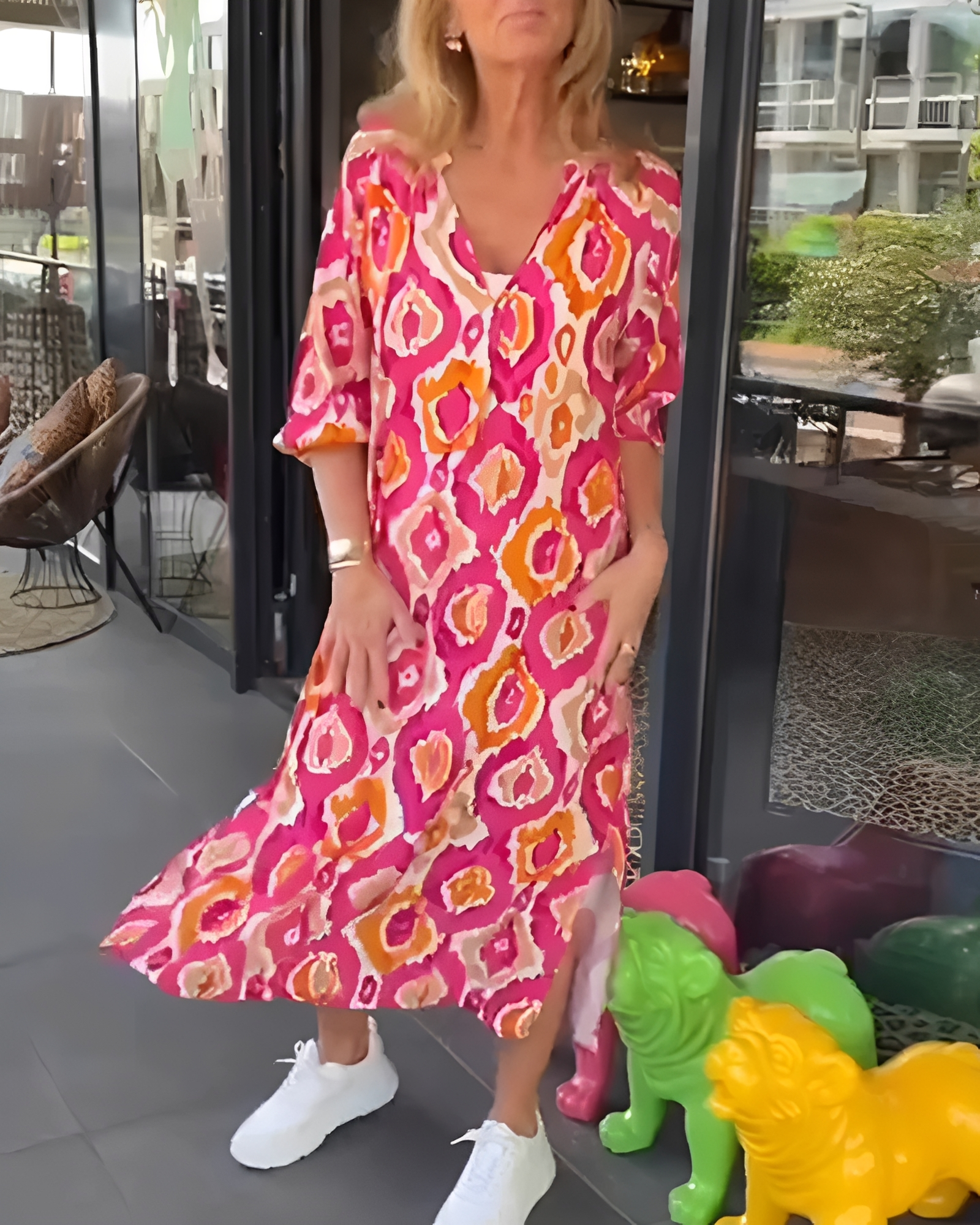 Rachael - Schickes Midikleid mit V-Ausschnitt