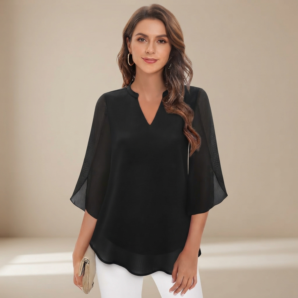 Arsine - Elegante, locker geschnittene Bluse mit V-Ausschnitt