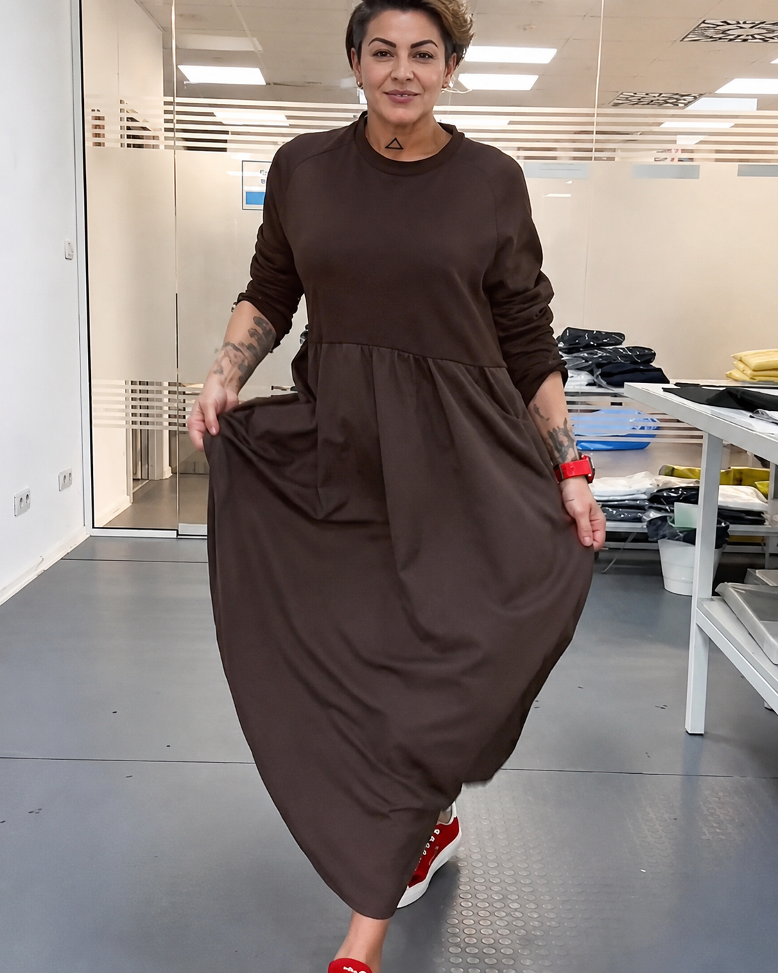 Imelda - Weites Kleid mit rundem Ausschnitt