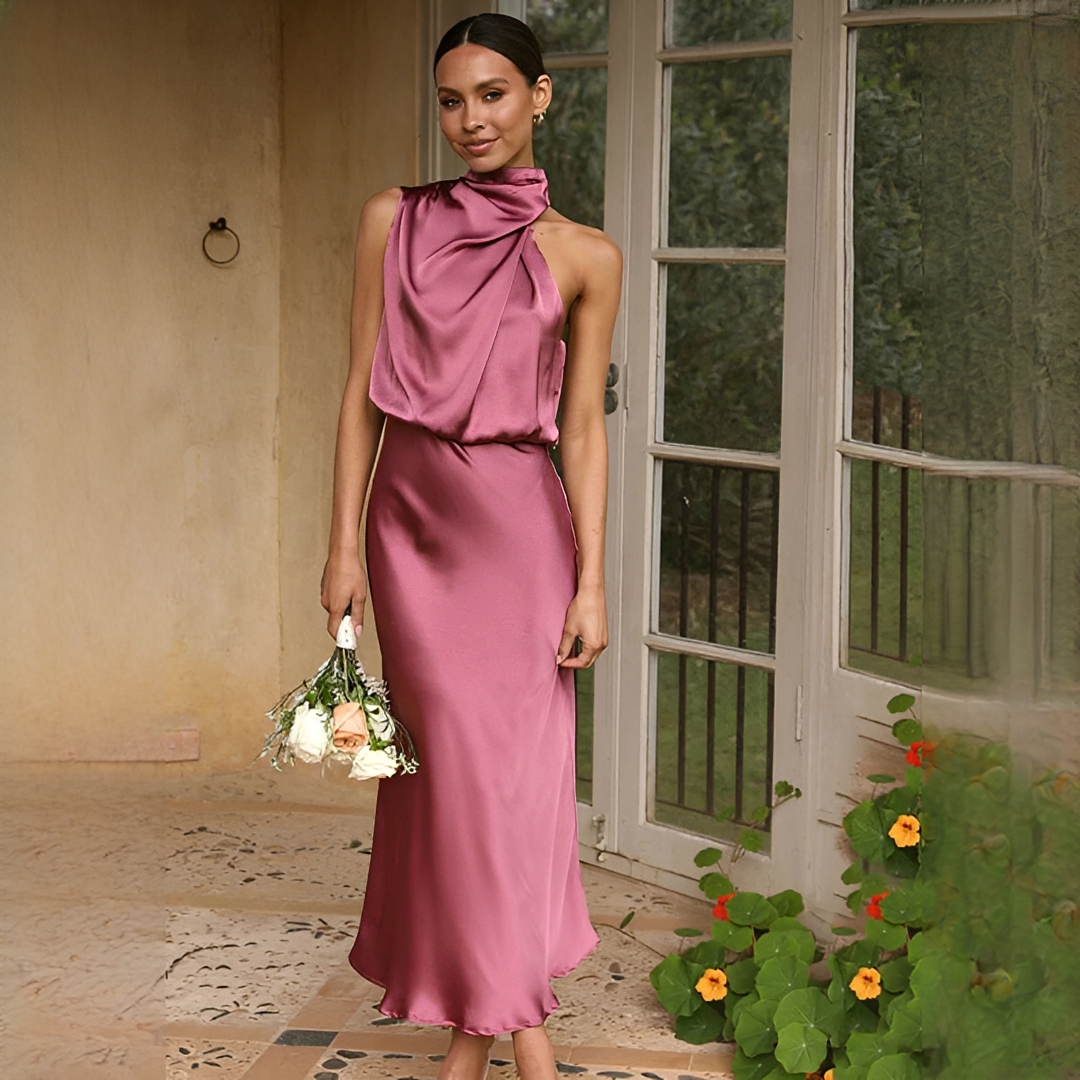 Juliana - Stilvolles Neckholder-Kleid ohne Schulter
