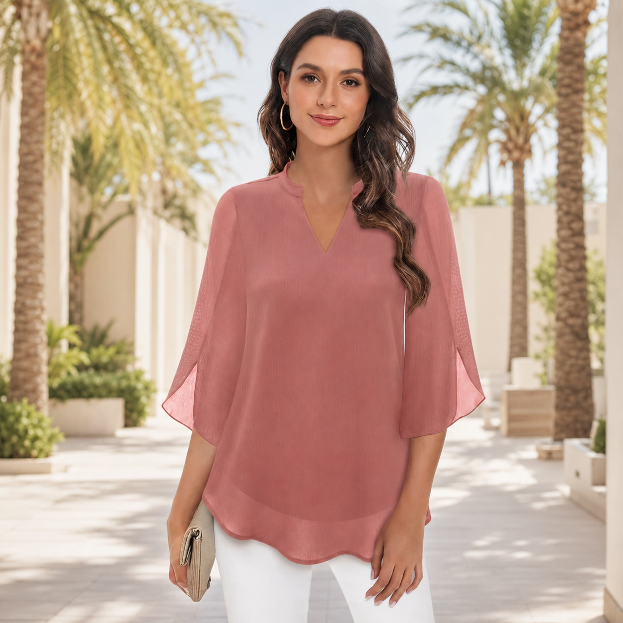 Arsine - Elegante, locker geschnittene Bluse mit V-Ausschnitt