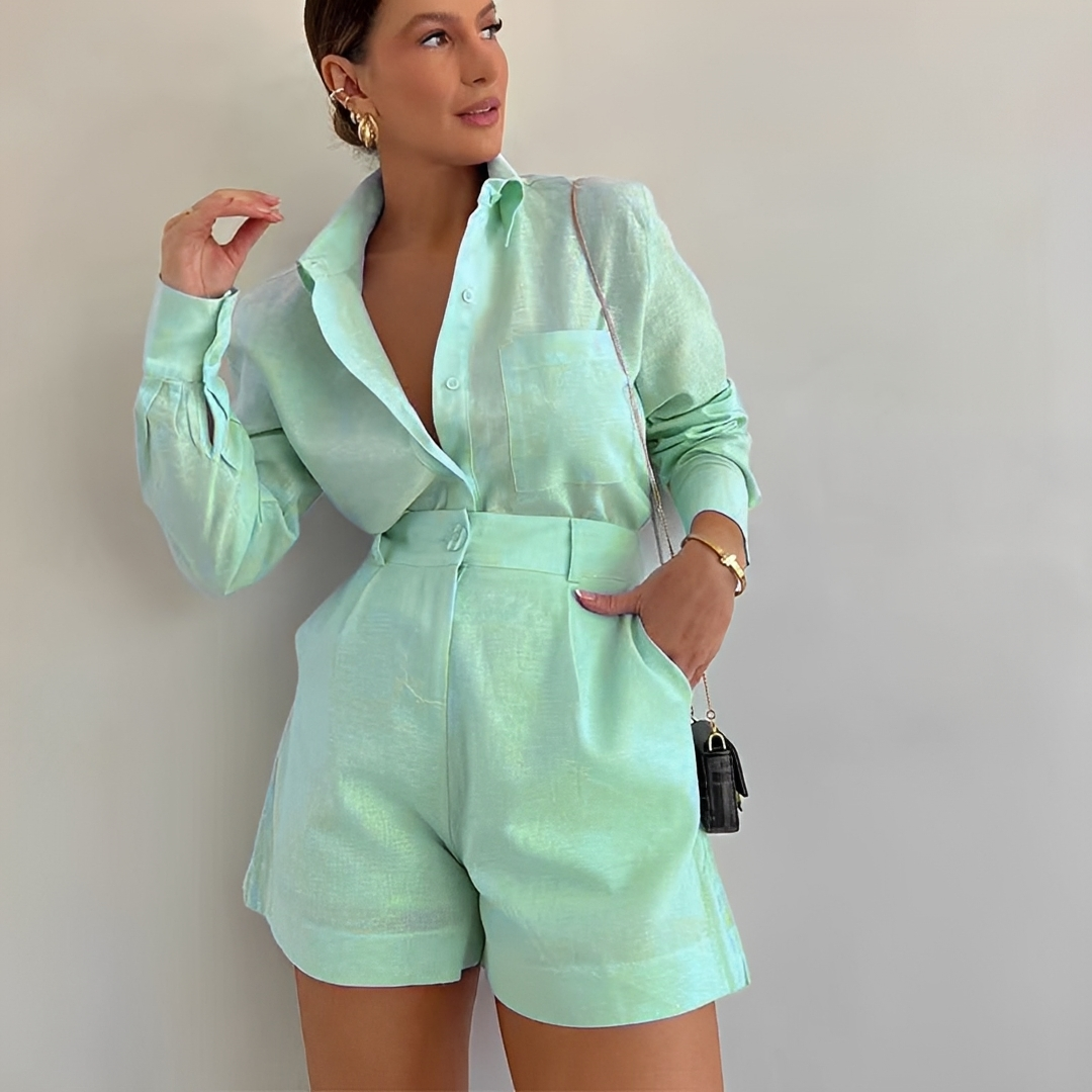 Yasin - Set mit langärmligem Top und weiten Shorts