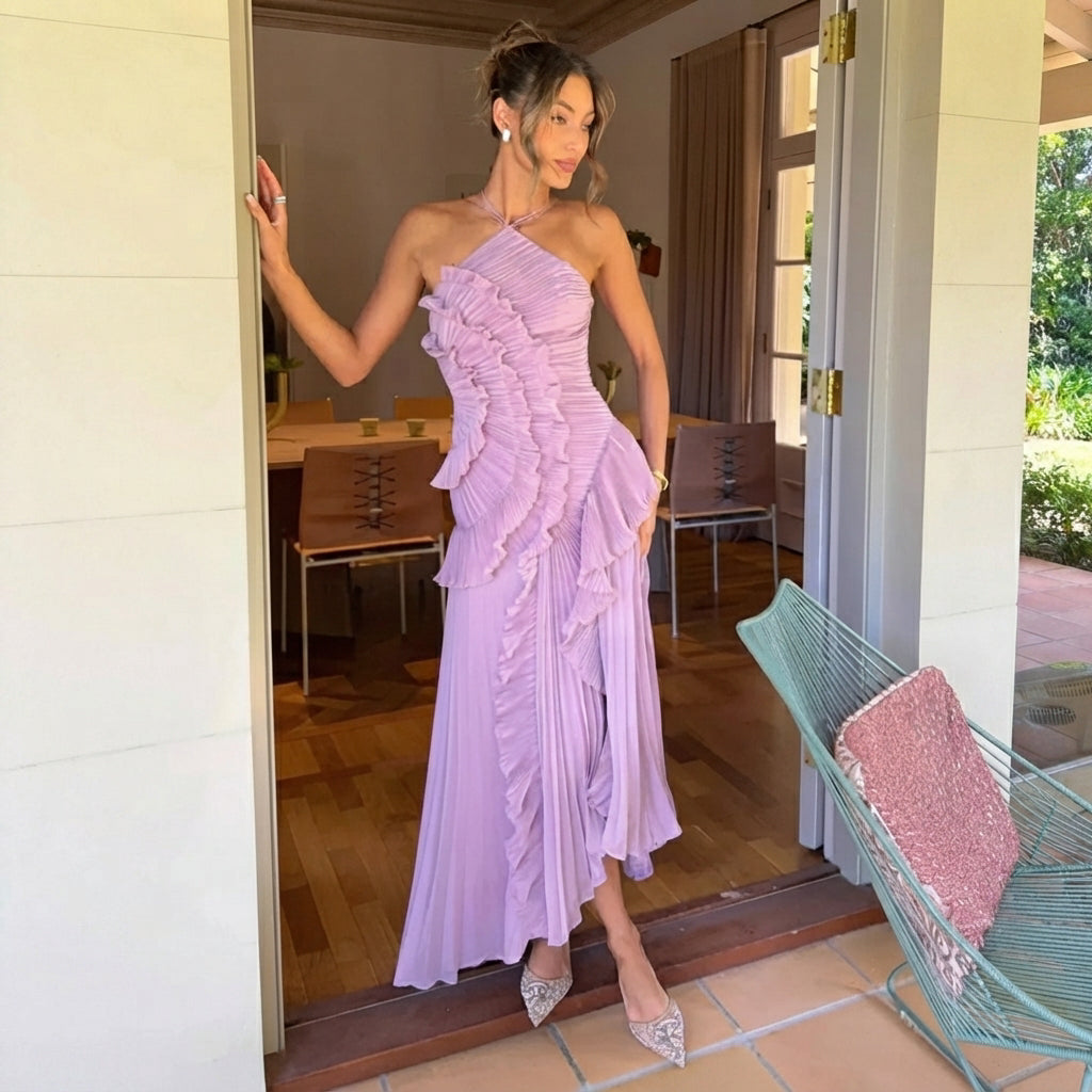 Khatereh - Schickes Midikleid mit Rüschen und Neckholder
