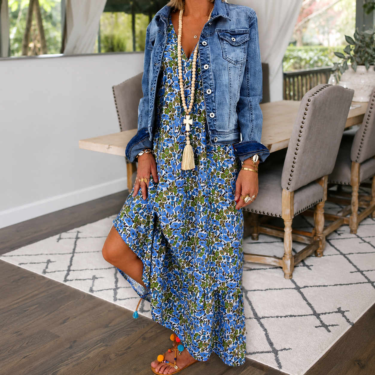 Shalisha - Anmutiges Boho-Kleid mit V-Ausschnitt