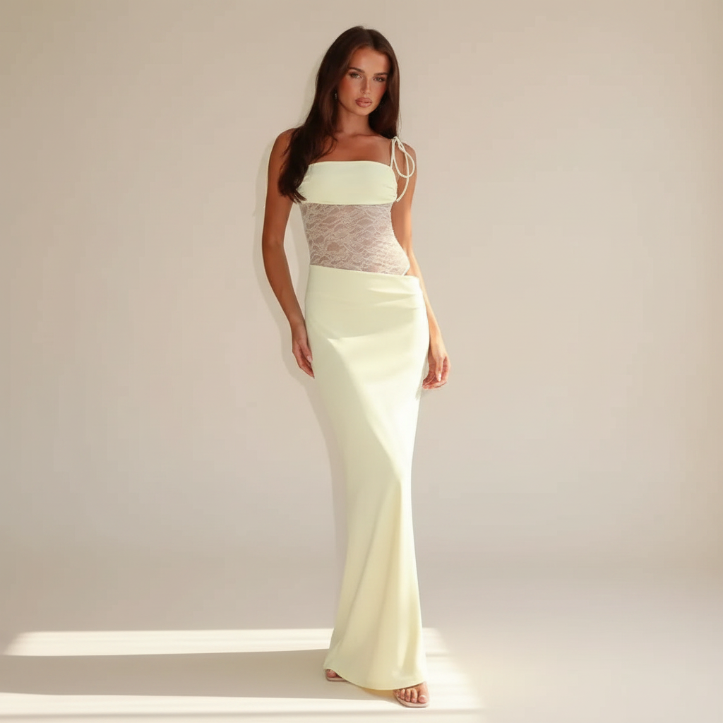 Darlaine - Stilvolles Maxikleid mit Spitzenträgern