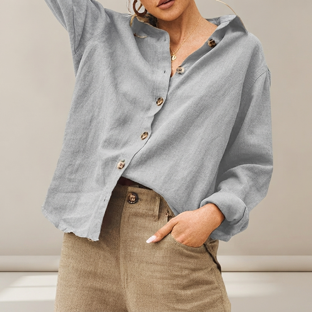 Jordilyn - Lockere Bluse mit Knopfleiste