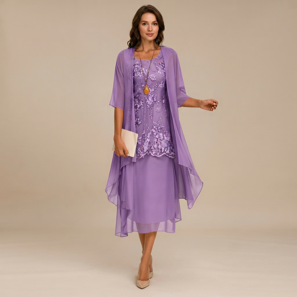 Krystal - Stilvolles Zweiteiliges Midikleid