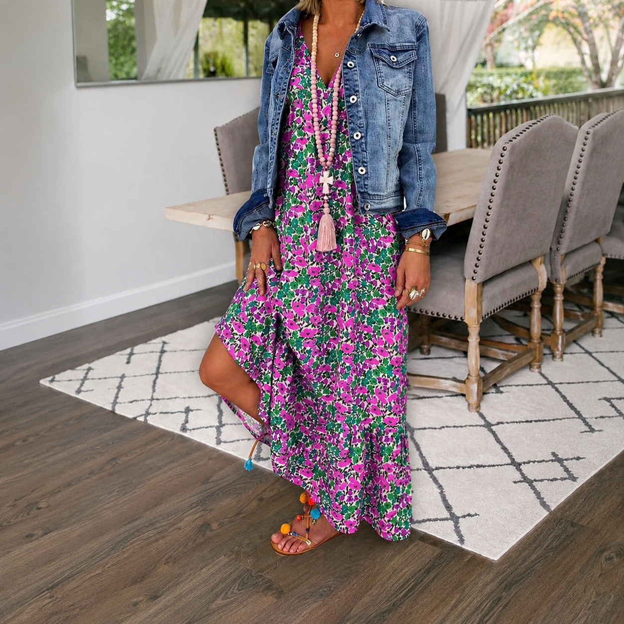 Shalisha - Anmutiges Boho-Kleid mit V-Ausschnitt