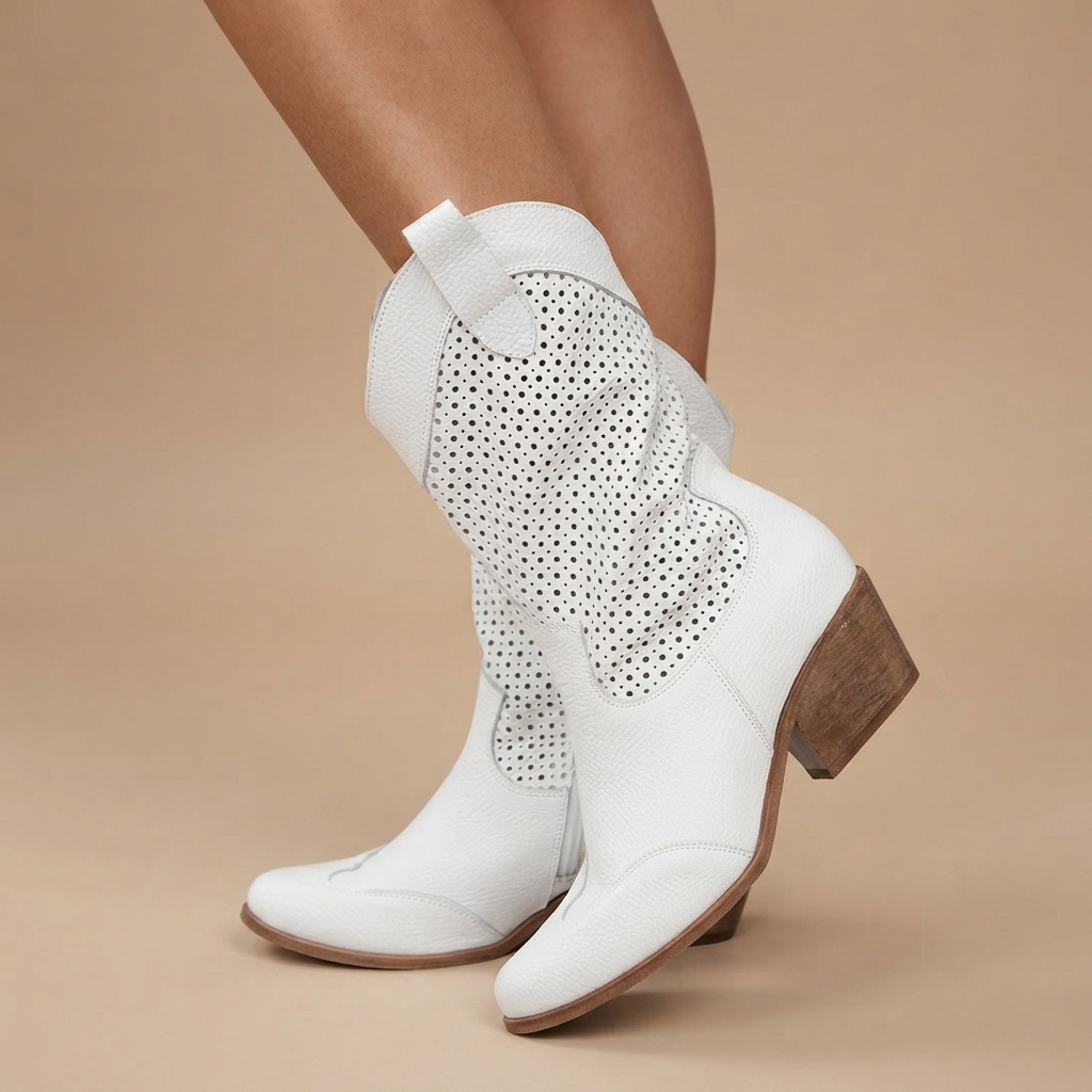 Jamie - Stiefel mit bestickten Nähten und Absatz