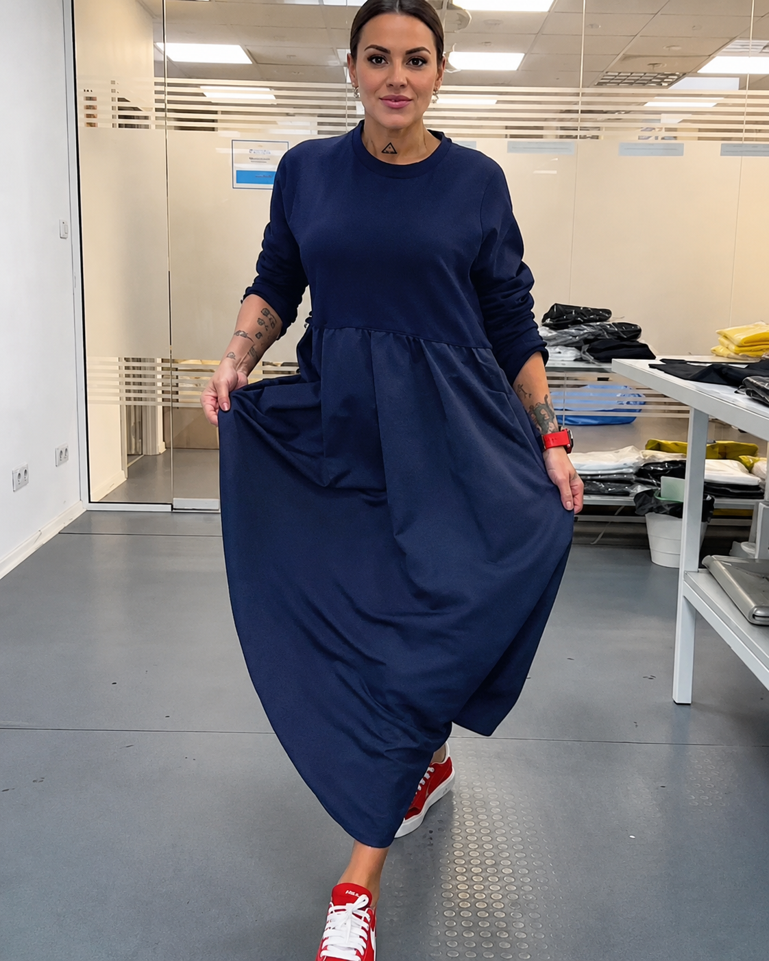 Imelda - Weites Kleid mit rundem Ausschnitt