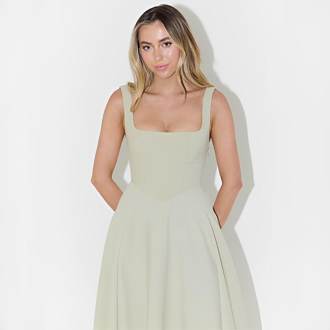 Fioren - Elegantes Midikleid mit Quadratischem Ausschnitt