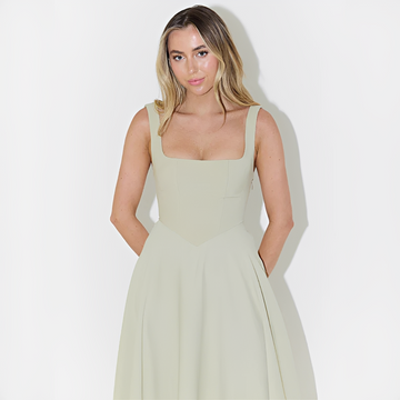 Fioren - Elegantes Midikleid mit Quadratischem Ausschnitt