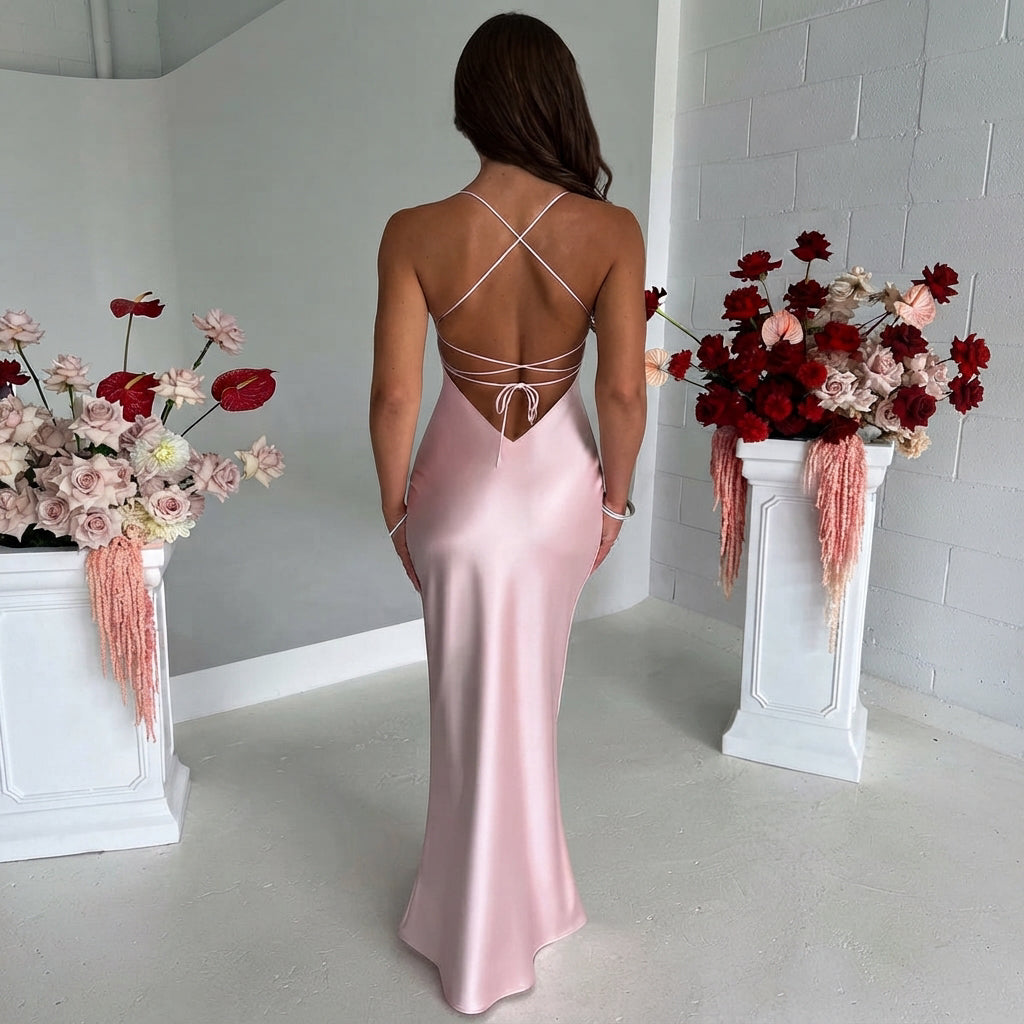 Melika - Schimmerndes Slim-Fit Maxikleid