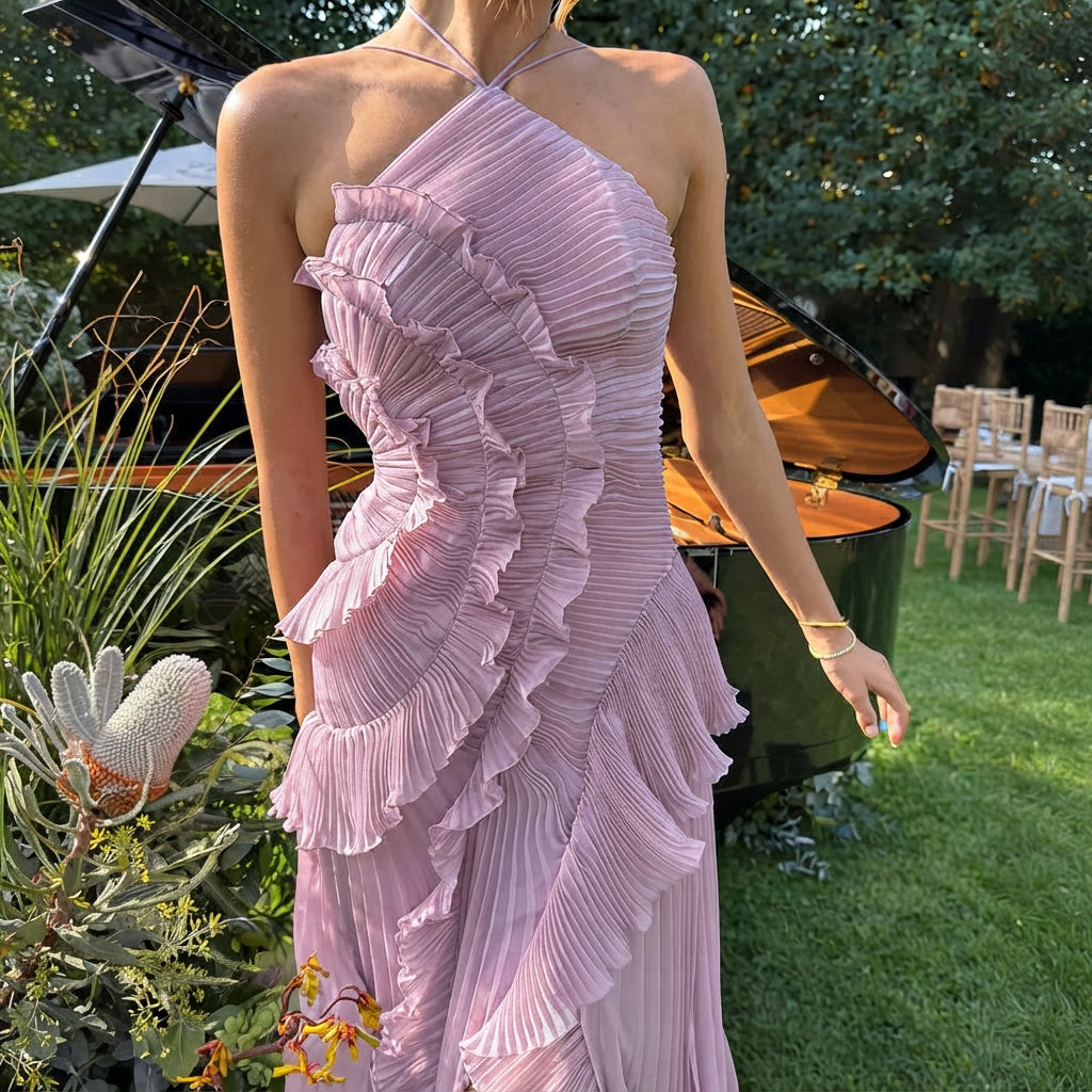 Khatereh - Schickes Midikleid mit Rüschen und Neckholder