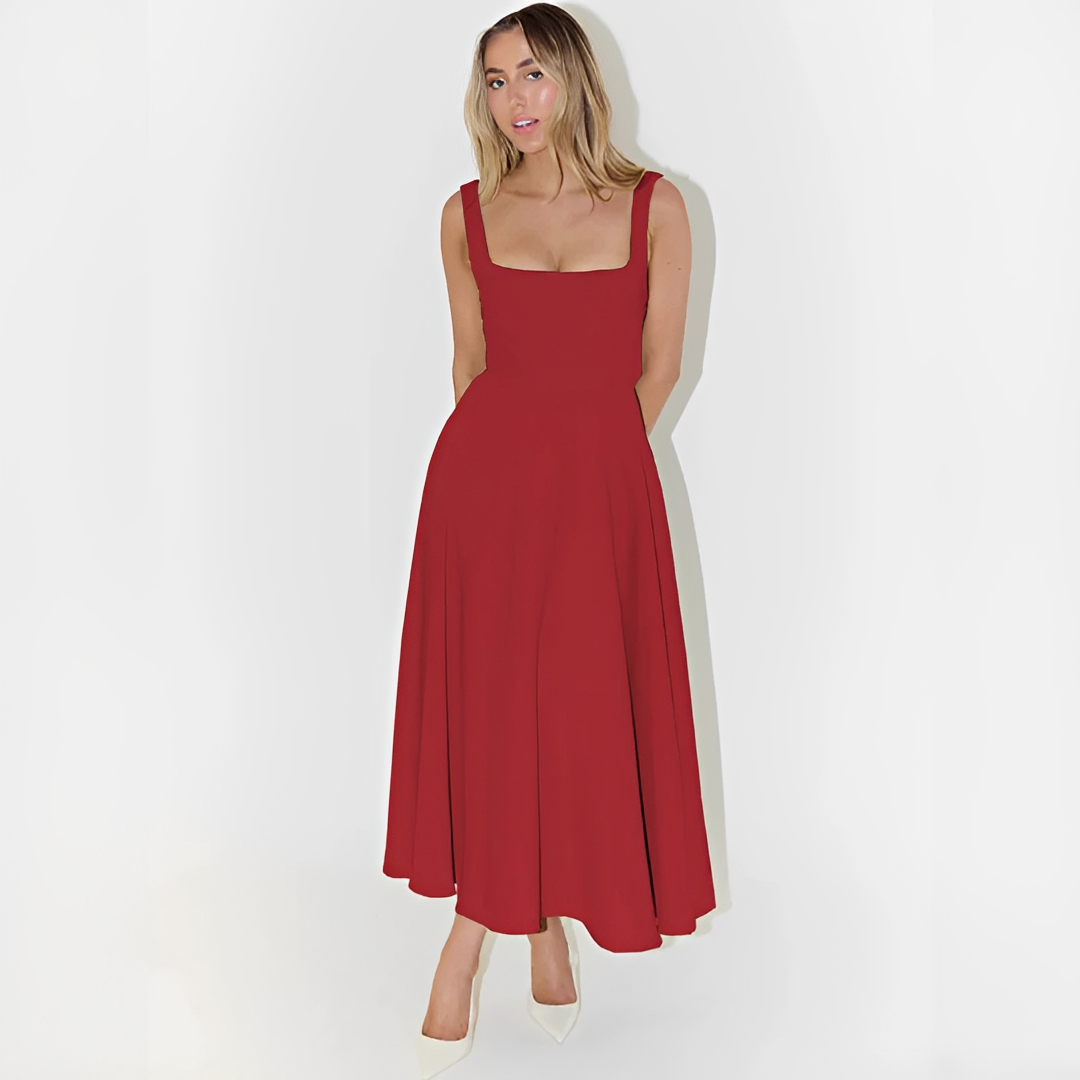 Fioren - Elegantes Midikleid mit Quadratischem Ausschnitt