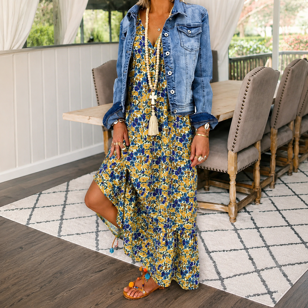 Shalisha - Anmutiges Boho-Kleid mit V-Ausschnitt