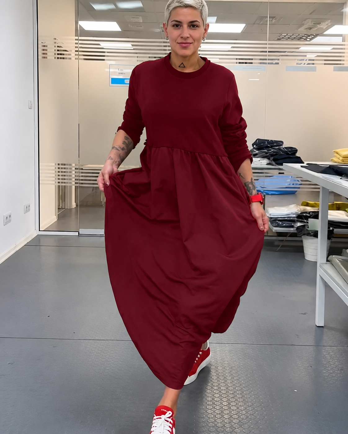 Imelda - Weites Kleid mit rundem Ausschnitt